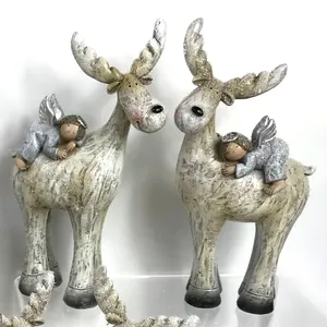 Elf Hars Herten Sculptuur Kerstcadeau Animal Rendier Beeldje Ornament Poly Hars Elanden Moose Craft Decoratie