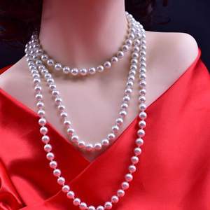 <span class=keywords><strong>2023</strong></span> vente en gros mode plaqué or 8 mm collier de perles avec nœud Simple multicouche longue chaîne de chandail forme de boule pour cadeau - Product Image 5