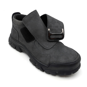 أحذية عمل لحام رجالية سهلة الارتداء من جلد الشامواه بدون أربطة، مقاومة للصدمات بمقدمة فولاذية صناعية للسلامة لعمال اللحام - Product Image 4