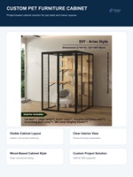 Villa pour chat panoramique de luxe moderne et écologique en verre, avec structure en bois massif et fer, maison d'intérieur pour animaux, griffoir pré-assemblé