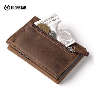 TILONSTAR TVC302c, tarjetero de cuero genuino de vaca delgado para hombre, billetera de bloqueo RIFD de aluminio, tarjetero emergente para uso diario - Product Image 2