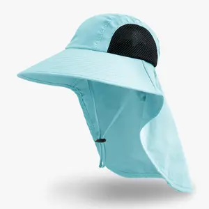 Cappello Boonie a tesa larga con protezione solare personalizzata cappello da Safari da pescatore in Nylon traspirante a rete cappello Boonie Unisex per adulti