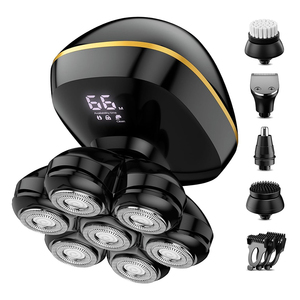 Kit de Afeitado Rotatorio 7D 5 en 1, Afeitadora para Cabeza Calva, Uso en Seco/Húmedo, Resistente al Agua, Pantalla LED, Recargable - Product Image 1
