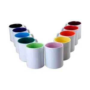 Penjualan Langsung dari Pabrik Keramik Putih 11Oz Mug Keramik Sublimasi Kosong Warna Dalam Mug Keramik Sublimasi Kustom