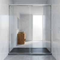 Porte de douche coulissante double en acier inoxydable chromé poli, verre trempé encadré, cabine de douche moderne pour salle de bain