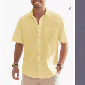 Nouvelle <span class=keywords><strong>chemise</strong></span> à manches courtes en coton et lin <span class=keywords><strong>pour</strong></span> <span class=keywords><strong>homme</strong></span>, <span class=keywords><strong>chemise</strong></span> boutonnée décontractée, haut d'été <span class=keywords><strong>pour</strong></span> la plage - Product Image 4