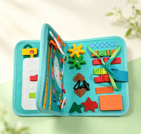 Livre en feutre pour tout-petits, livre silencieux sur le thème de la ferme, livre d'activités en feutre bleu, facile à transporter, jouets pour enfants