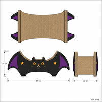 Lit pour chat incurvé en carton ondulé avec découpes en forme d'étoile, style aile de chauve-souris
