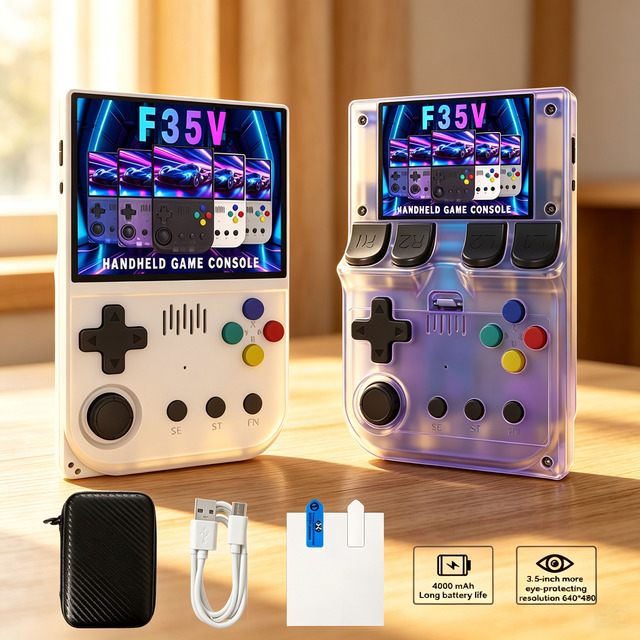 F35V Retro Handheld Game Console 3.5 Inch HD Display Linux Gaming Player Multi Emulator Wi-Fi Portable Gaming Device 15000 Games