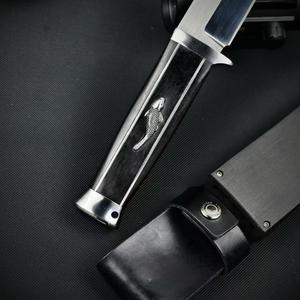 Cuchillo de Hoja Fija de Acero AUS-10 Estilo Japonés, Mango de Madera de Ébano con Incrustaciones de Pez Koi, Cuchillo de Caza y Supervivencia Hecho a Mano con Funda - Product Image 4