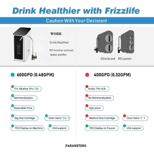 Depuratore d'Acqua a Osmosi Inversa Senza Serbatoio 95L/H per Uso Domestico, Purificatore d'Acqua RO con Autopulizia, <span class=keywords><strong>Vendita</strong></span> Diretta dalla Fabbrica - Product Image 5