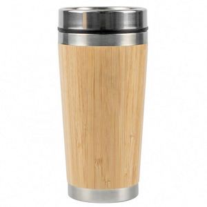 แก้วกาแฟเก็บความร้อนสแตนเลสแบบพกพา, แก้วกาแฟไม้ไผ่ปากกว้างถ้วยหุ้มฉนวน - Product Image 2