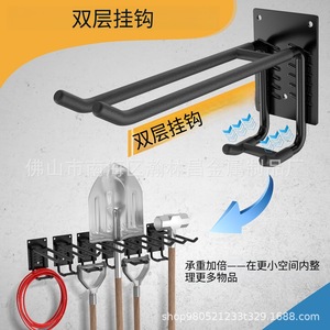 Ganchos de pared de doble capa para herramientas de jardín, de 10 pulgadas, de acero negro, para mangueras, escaleras, sillas, organización de garaje - Product Image 3