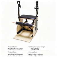 Chaise Wunda de Pilates en bois d'érable, portable et durable, avec fonctions réglables, pour la maison et les studios de yoga