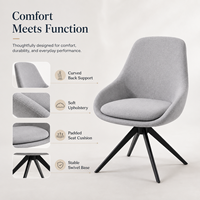 Chaise de salle à manger pivotante de luxe moderne, dossier incurvé ergonomique, design confortable, mobilier commercial pour hôtel et restaurant