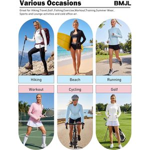 Camiseta de protección solar UPF 50+ para mujer, ligera, de manga larga, con cremallera, corte ajustado, cintura ceñida, chaqueta deportiva - Product Image 6