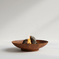Brasero Moderne Rond d'Extérieur en Acier Corten, Brasero de Jardin, Barbecue, Chauffage au Bois, Multi-usages pour Camping
