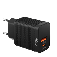 Chargeur USB-C PD 40W pour ordinateur portable, adaptateur secteur universel GaN de voyage avec protection OTP/OVP/OCP, certifié CE/FCC, garantie 12 mois, qualité médicale
