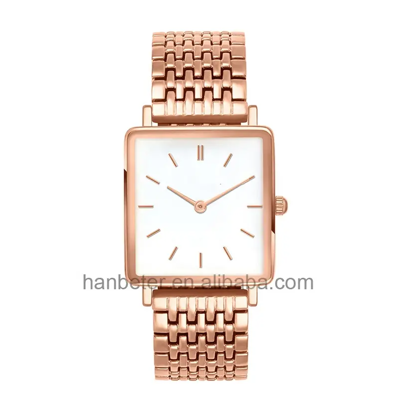 Alloy ladies Quartz Mesh Metal Band Top Brand Couple Hand Watch Couple Watches Modern Style Waterproof Square Wristwatches