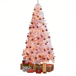 Albero di Natale Artificiale Bianco 2,3m con Luci LED Bianco Caldo e Decorazioni per Interni per Celebrazioni Festive - Product Image 1