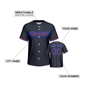Camisetas de Béisbol y Sóftbol Personalizadas al por Mayor con Estampado Urbano, 100% Poliéster, Transpirables, de Secado Rápido, Cuello en V, con Botones, 260g - Product Image 2