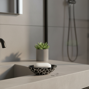 Spirella "Darwin" stoneware soap dish in black, 4 x 14.5 x 10 cm - Product Image 2