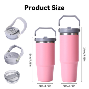 ZREGGUR Bicchieri Termici Ecologici da 20oz e 30oz, <span class=keywords><strong>Tazze</strong></span> Isolate in Acciaio Inox Personalizzabili con Manico, Antigoccia per Caffè e Vino - Product Image 5