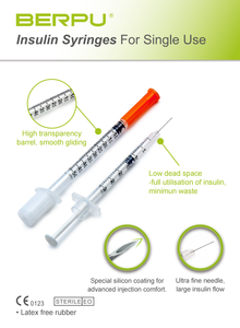 BERPU Muestra Gratuita Jeringa de Insulina Desechable Estéril de Alta Calidad 0.3cc 0.5cc 1cc U-100 U-40 para Inyección Diabética - Product Image 3