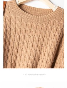 Suéter de Cachemira Puro de Mongolia Interior con Logotipo Personalizado OEM ODM, Tejido Plano 12GG, Cuello Redondo, Informal, de Invierno, para <span class=keywords><strong>Mujer</strong></span> - Product Image 5