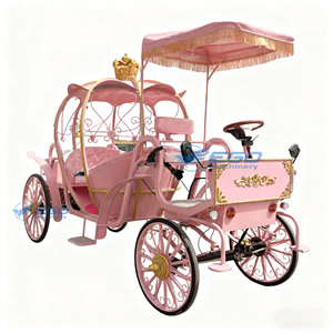 <b>Pink</b> Christmas Limited Edition Carriage European-style Wedding Sightseeing Pumpkin Carriage Electric Sightseeing Carriage Carts - Product Image 1