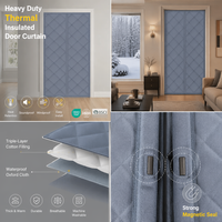Rideau de porte en coton isolant thermique à aimants, coupe-vent matelassé à motif losanges, épais pour l'hiver, chambre et salon