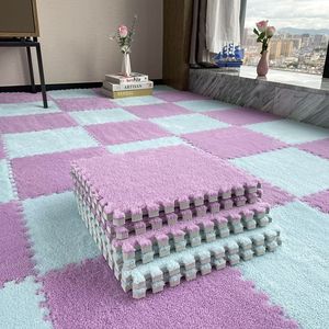 Alfombra de Felpa con Diseño de Patchwork, Rectangular, Antideslizante, para Dormitorio, Estudio, Balcón, Material de Algodón, Fácil de Limpiar - Product Image 4