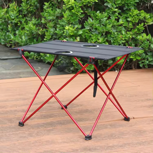 Table pliante légère en aluminium avec porte-gobelets et poche en filet, mobilier de camping rectangulaire pour l'extérieur - Product Image 2