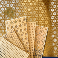 Panneau décoratif stratifié en résine PETG tressée imitation bambou, fait main, pour la décoration murale d'hôtels et de villas