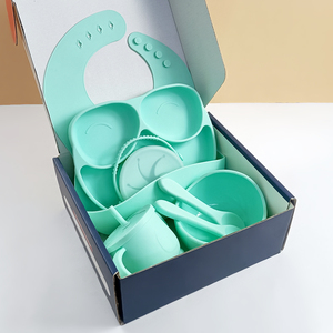 Ensemble de vaisselle pour bébé écologique, récipient à collation pliable anti-fuite, assiette divisée, bol à ventouse, gobelet à eau non toxique avec une paille - Product Image 2