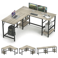 Bureau d'angle multifonctionnel en forme de L pour le télétravail, grand bureau d'ordinateur en bois flexible