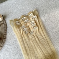 Cheveux humains vietnamiens blonds de qualité 12A # Extensions de cheveux lisses sans couture 613 Pu à clipser