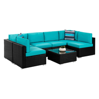 Ensemble de canapés de jardin en rotin tressé avec structure en aluminium, style nordique, mobilier d'extérieur durable pour cour, canapé sectionnel