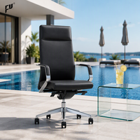 Fauteuil de bureau exécutif FURICCO au design minimaliste, dossier haut, en cuir véritable, avec accoudoirs en alliage d'aluminium