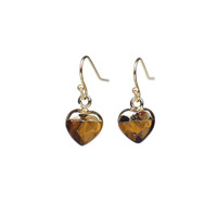 Boucles d'oreilles pendantes tendance en acier inoxydable plaqué or avec pierres de jade naturelles facettées en forme de cœur bleues, rouges et vertes