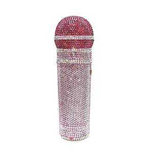 Women Eye-catching Microphone Rhinestones Clutch <b>Purse</b> Brilliant Mic Crystal Evening Bag for Karaoke Bar Night Out - Product Image 3