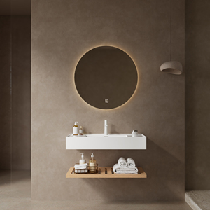 LeDe 36 Inch Bathroom Vanity With Vessel Sink <b>Wall</b> Mounted <b>Floating</b> White Rectangular Acrylic Integrated Basin Without Faucet - Product Image 1