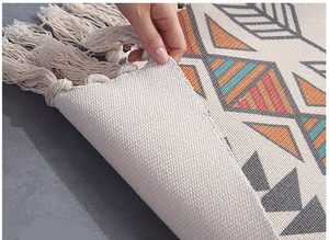 Tapisserie murale géométrique Style bohème, en coton, lin, avec pompon, décoratif pour la maison, 1 pièce - Product Image 4
