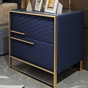 Meuble de chambre moderne et luxueux, cadre métallique doré, en cuir et bois, support de chevet, <span class=keywords><strong>table</strong></span> de chevet pour hôtel, maison