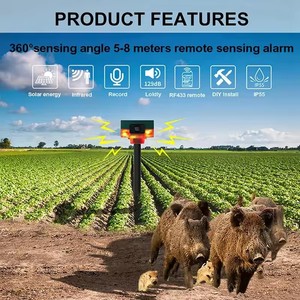 Alarme solaire à <span class=keywords><strong>détecteur</strong></span> <span class=keywords><strong>de</strong></span> <span class=keywords><strong>mouvement</strong></span> infrarouge 360°, enregistrement sonore, <span class=keywords><strong>extérieur</strong></span>, jardin, IP65, étanche, antivol, répulsif pour animaux, LED - Product Image 6