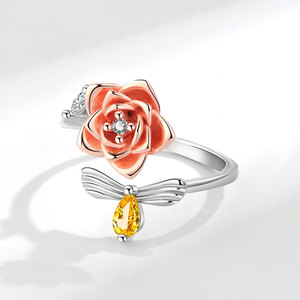 Anillo giratorio europeo-americano con diseño floral, personalizado, creativo, resistente a la presión, anillo antiestrés con forma de rosa, venta al por mayor - Product Image 4