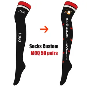 REMOULD Custom Dress Over Logo Knee High Knitted Long Socks Women Girls Thigh High Socks Custom No Minimum