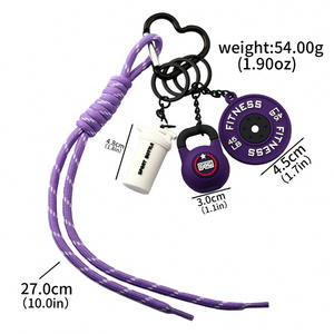 Porte-clés en silicone 3D, caoutchouc sport, PVC, pendentif de charme de fitness avec décoration de salle de sport pour les passionnés de fitness - Product Image 5