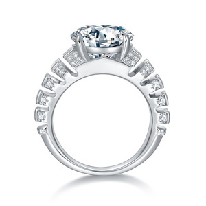 Moda 925 gümüş <span class=keywords><strong>5</strong></span> karat süper boyutu hakiki yuvarlak baget alyans kadın güzel takı nişan tam Moissanite yüzük - Product Image 5