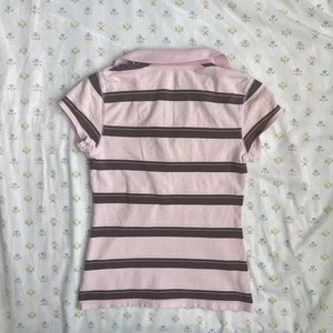 T-shirt <span class=keywords><strong>Donna</strong></span> Elegante a Righe Stile Vintage Y2K, Top Polo Slim Estetico Carino, Maglietta Classica Moda Harajuku - Product Image 2